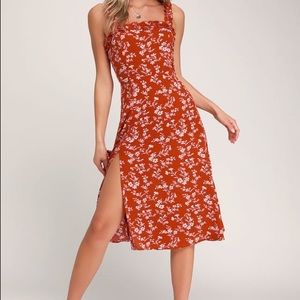 Lulus Floral Print Ruffle Midi Dress!
